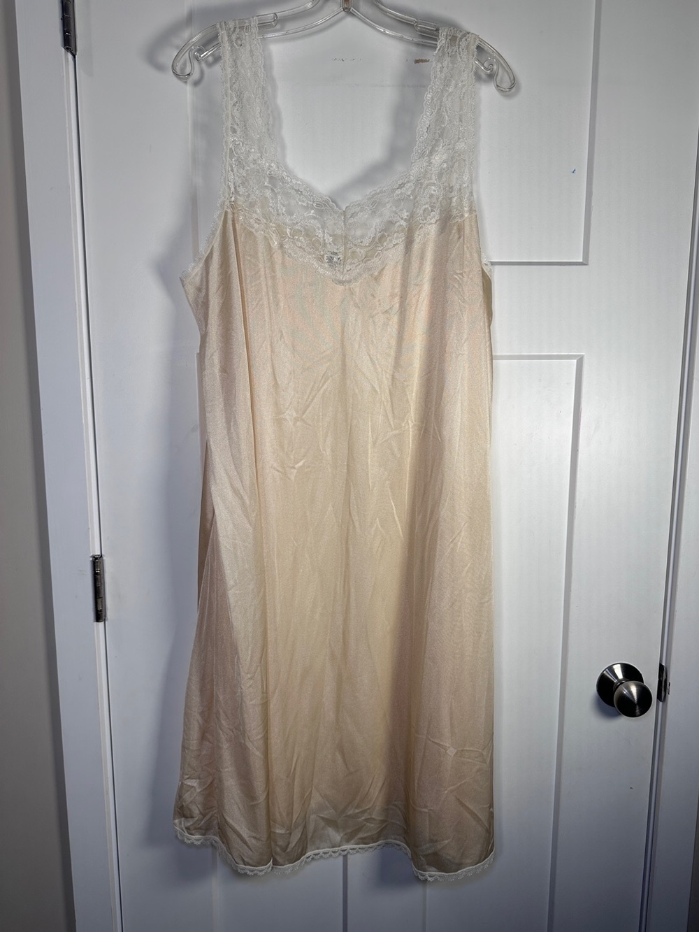 Vintage Full Lace Trim Slip Dress Size 46 - Cream Made in the USA